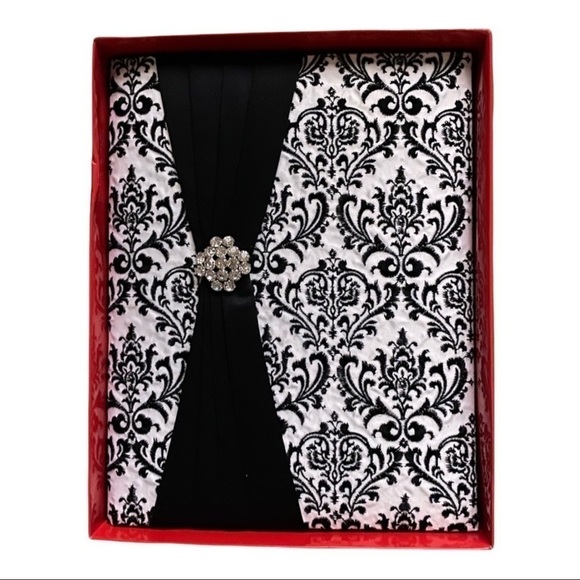 NEW Wedding Memory Book Gift Keepsake Black & White Fabric w/Rhinestone.… - Picture 7 of 8